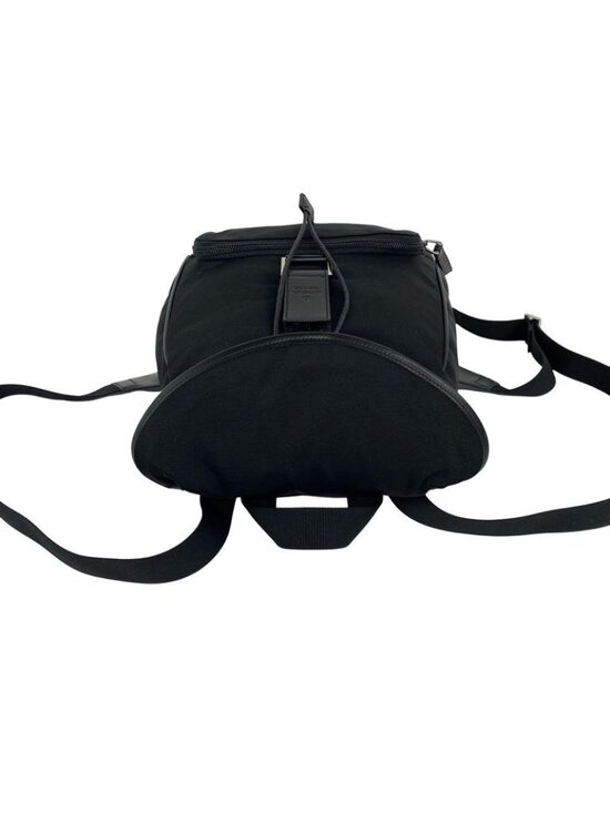 Gucci Log Nylon Leather Drawstring Mini Backpack Black